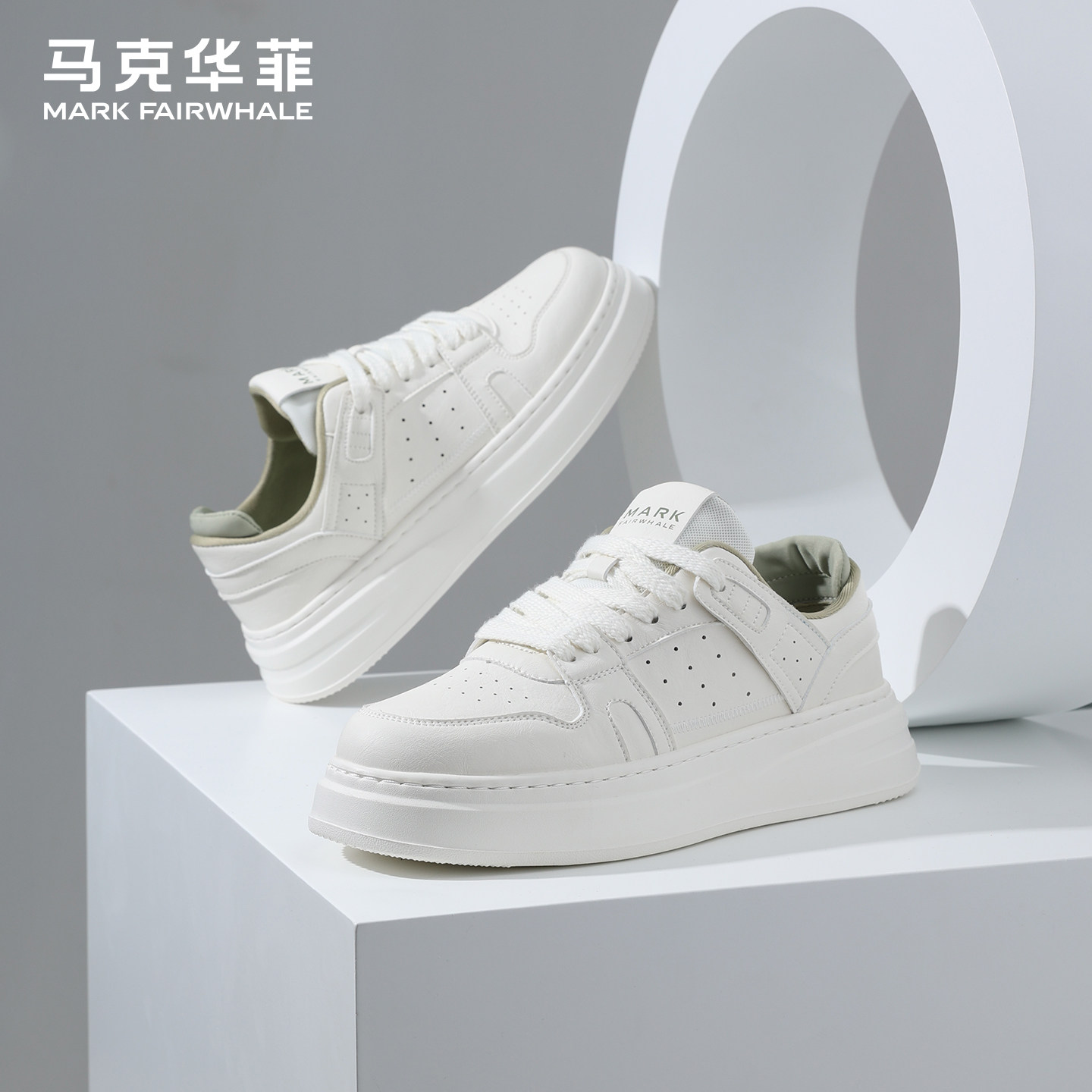 马克华菲小白鞋男款透气休闲板鞋图片