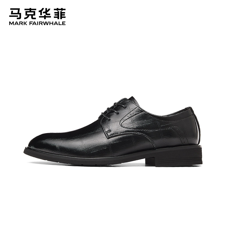 马克华菲男鞋正装皮鞋2026新款真皮商务新郎鞋增高耐磨结婚德比鞋