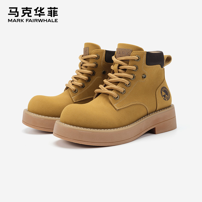 马克华菲马丁靴透气织物橡胶大底