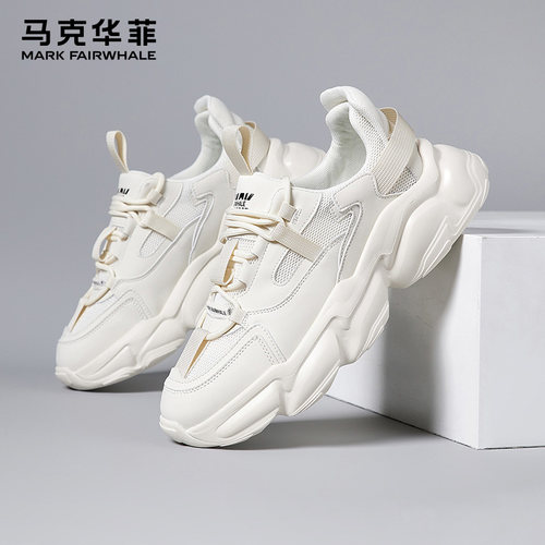 马克华菲春季老爹鞋增高透气男鞋