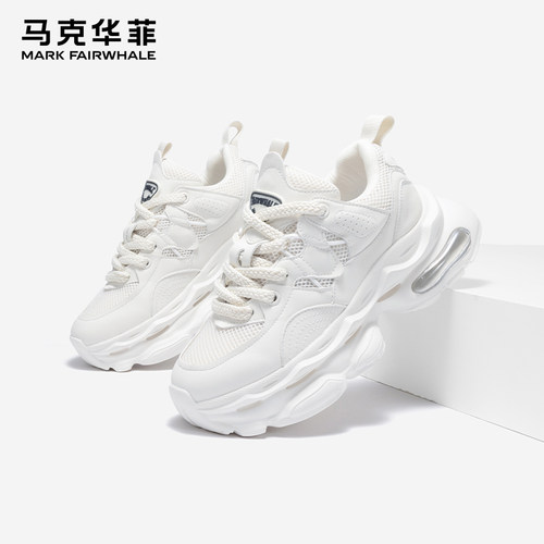 马克华菲白色老爹鞋潮流气垫运动