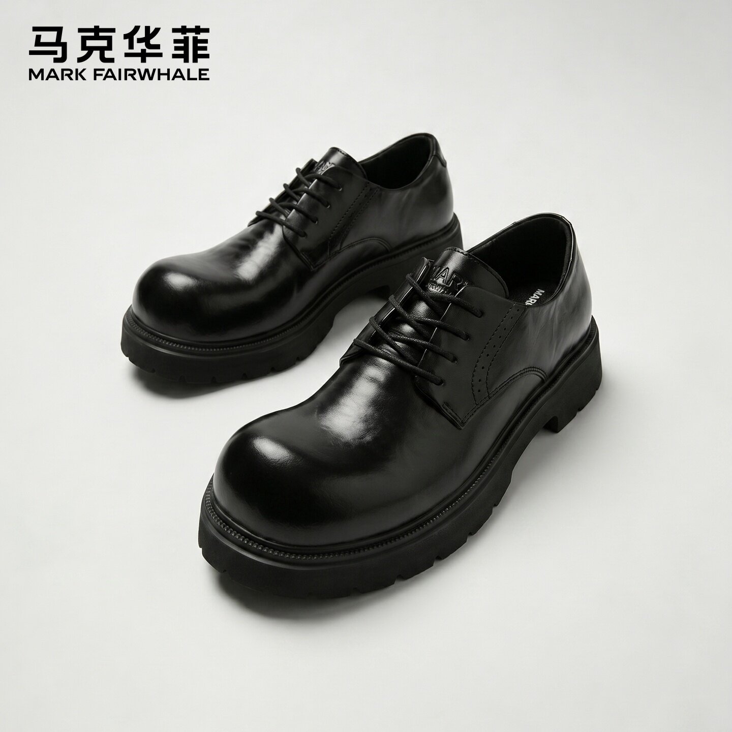 马克华菲软底增高皮鞋男士德比鞋图片