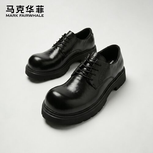 马克华菲软底增高皮鞋男士德比鞋