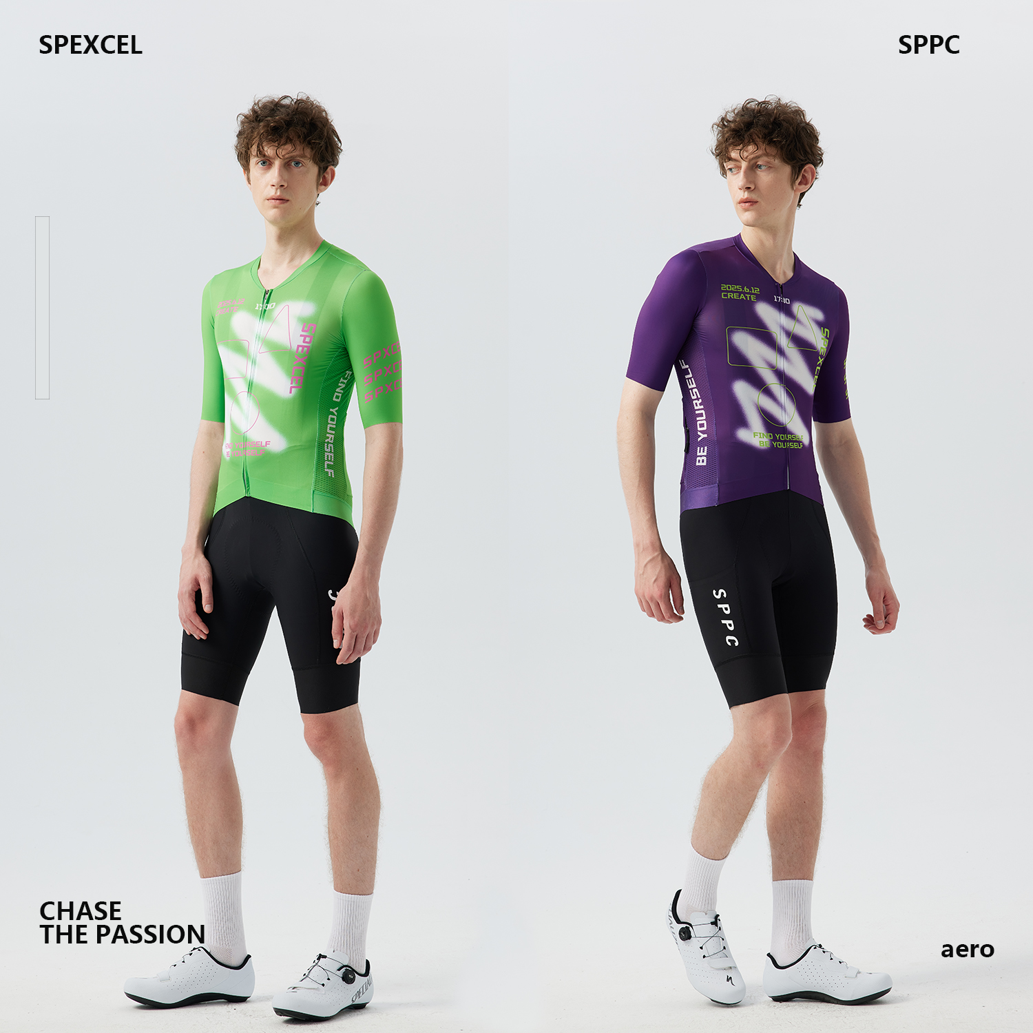 SPEXCEL速湃 25夏季印花透气防晒快干短袖骑行服公路自行车男