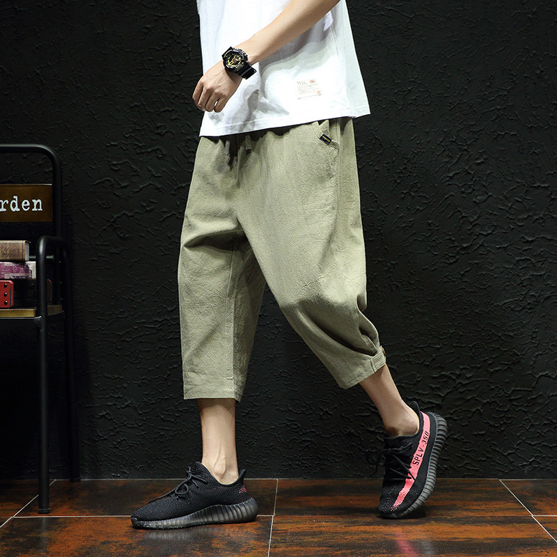 2019新款夏日系复古亚麻七分裤男士薄款收口宽松大码休闲短裤潮男|ruв категории Мужская одежда, брюки - от Buy2taobao.com для оказания профессиональной услуги покупки агента Taobao