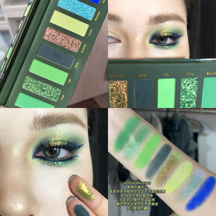 油画风绿色系眼影2026新款八色哑光珠光初学者眼影烟熏妆玩妆cos