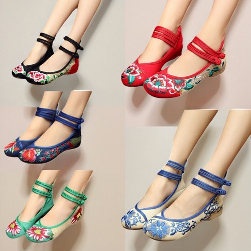 老北京坡跟布鞋内增高浅口圆头夏