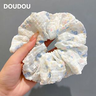 森系碎花大肠发圈女高级感发绳头花头饰百搭皮筋发饰pompom发圈