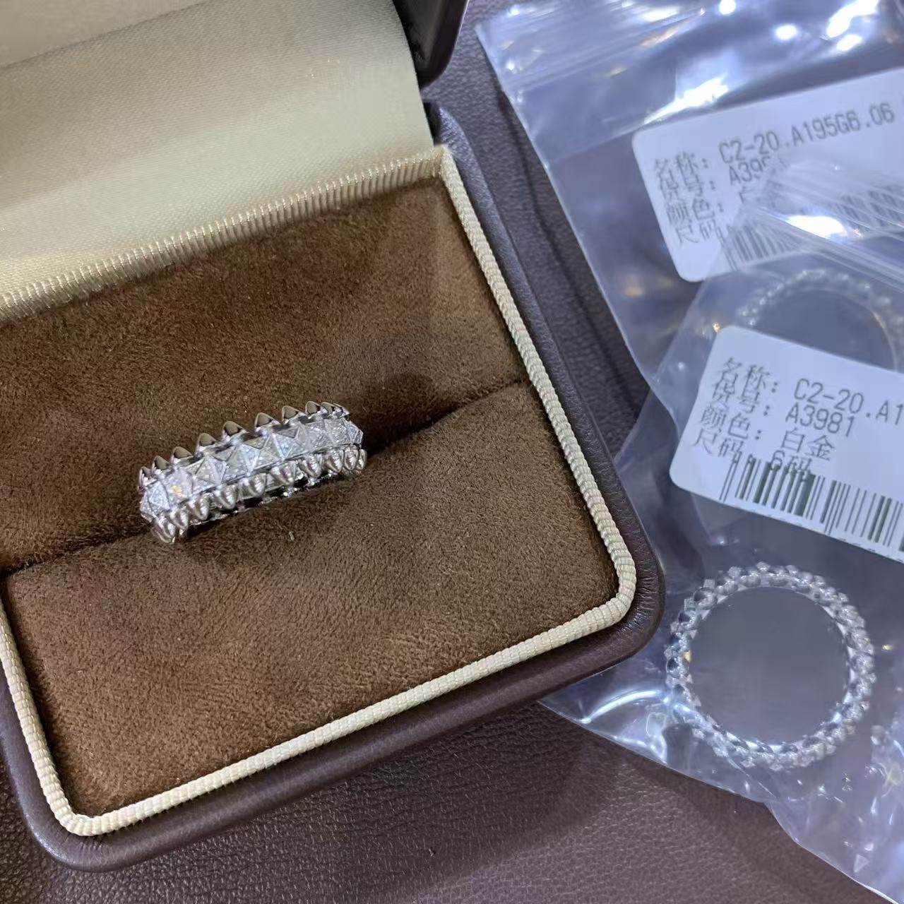 设计师高定款S925纯银镀铑金柳钉戒指小众设计感高级轻奢戒指
