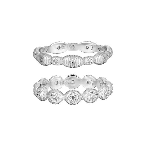 设计师款通体S925纯银镀铑金拉丝圆珠戒指小众高级时尚尾戒