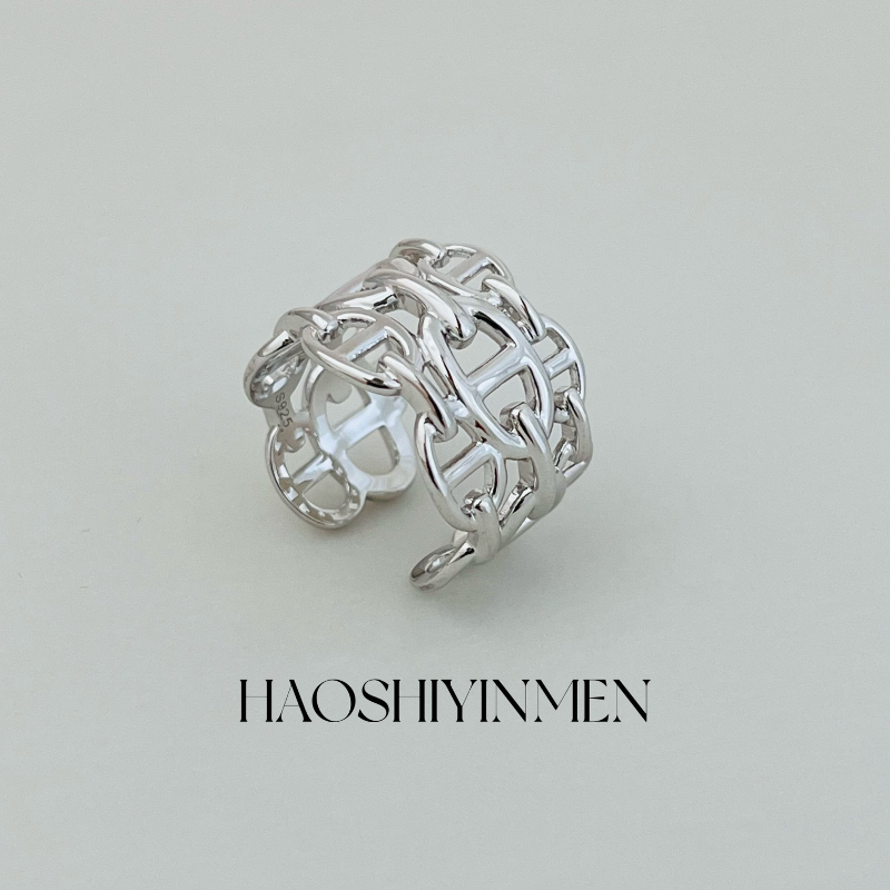 设计师款S925纯银镀铑金猪鼻子开口戒指小众设计感高级开口戒指,饰品/流行首饰/时尚饰品新,银饰戒指,淘宝优惠券,粉丝福利购,淘宝优惠卷