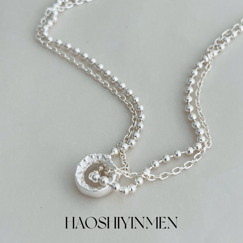 韩国东大门S925纯银双层转运环项链小众高级时尚百搭项链