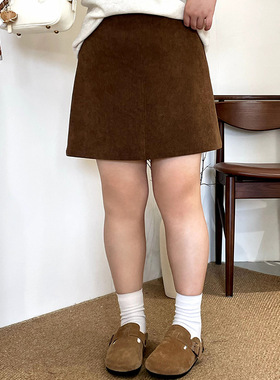 大码休闲百搭半裙2026春款胖mm直筒灯芯绒裙子女宽松半身裙NQ1120
