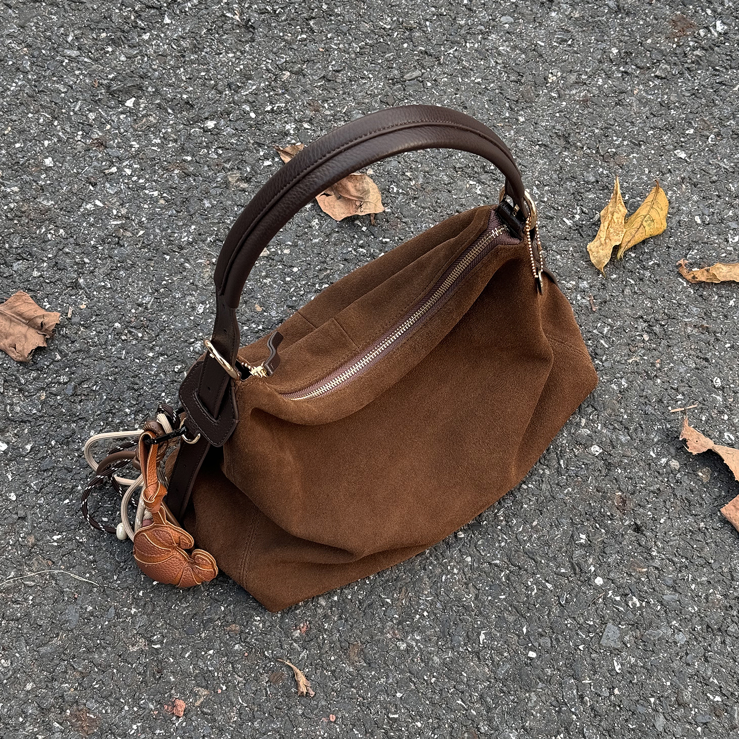 头层牛皮反绒麂皮托特包