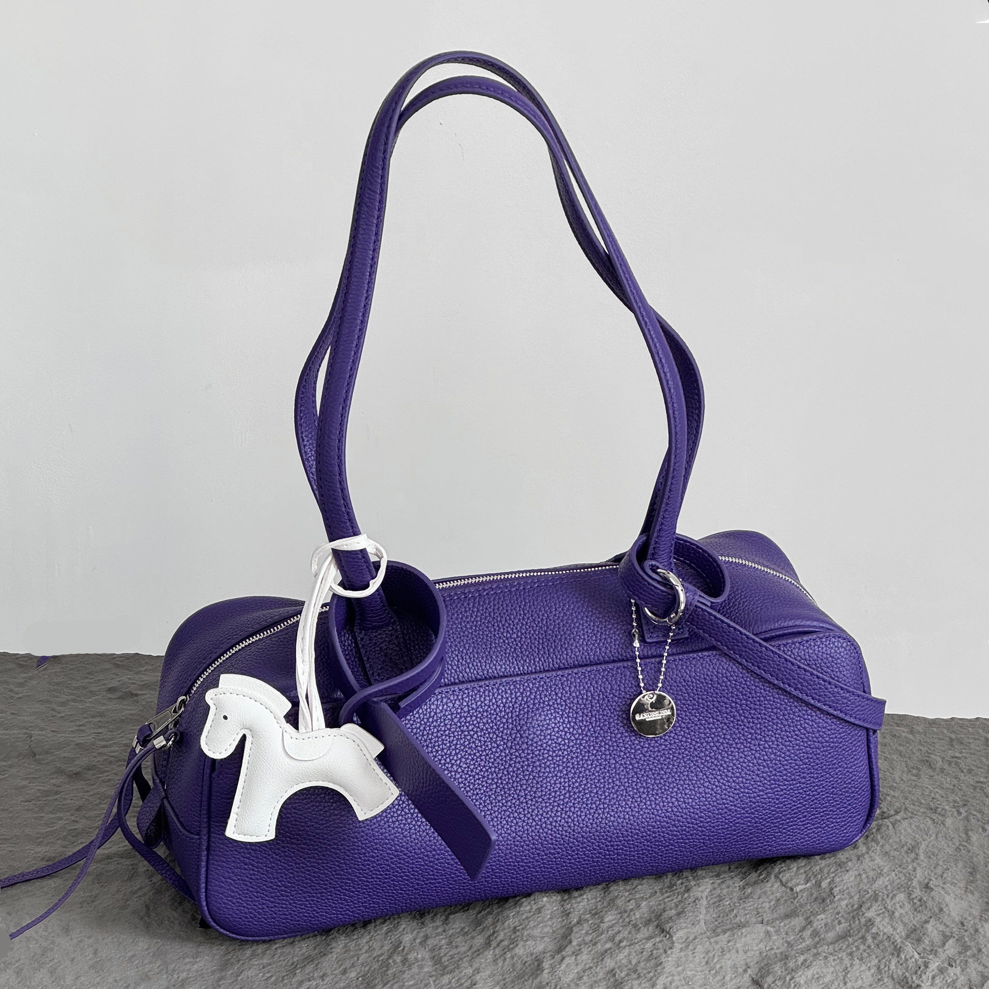 RANU戏梦巴黎原创复古头层牛皮保龄球包时尚真皮单肩女包波士顿包,箱包皮具/热销女包/男包,波士顿包,淘宝优惠券,粉丝福利购,淘宝优惠卷