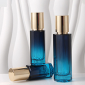 HOPECK渐变蓝黑玻璃套系玻璃喷雾罐50 120ml乳液泵瓶30 50g膏霜瓶