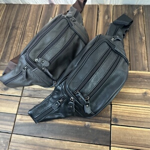 工厂库存男士头层油蜡牛皮腰包真皮胸包单肩斜挎男包尾货清仓处理