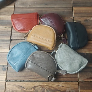 外贸出口尾货女士迷你拉链钱包真皮头层牛皮清仓手拿手抓女包卡包