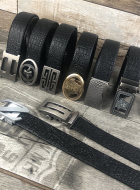 其他男士压花牛皮合金休闲腰带