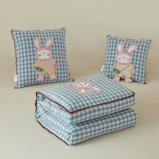 纯棉抱枕被子两用办公室午睡空调被单人午休被家用沙发枕车用四季