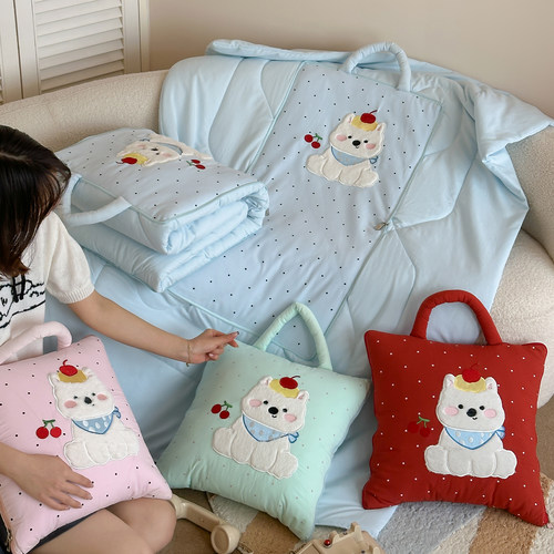 纯棉两用抱枕被办公室午睡四季