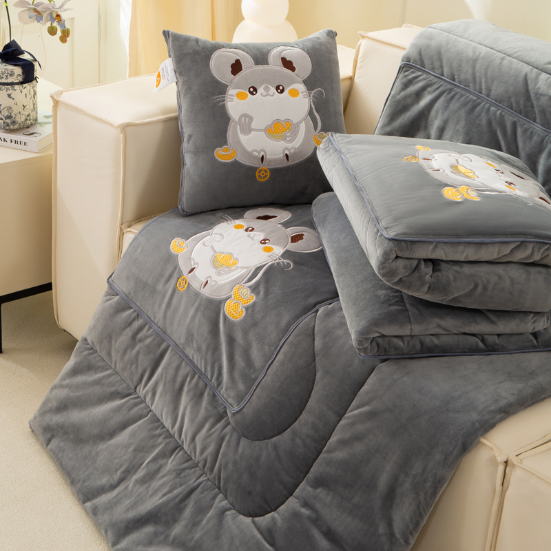 加厚抱枕被子两用加绒保暖