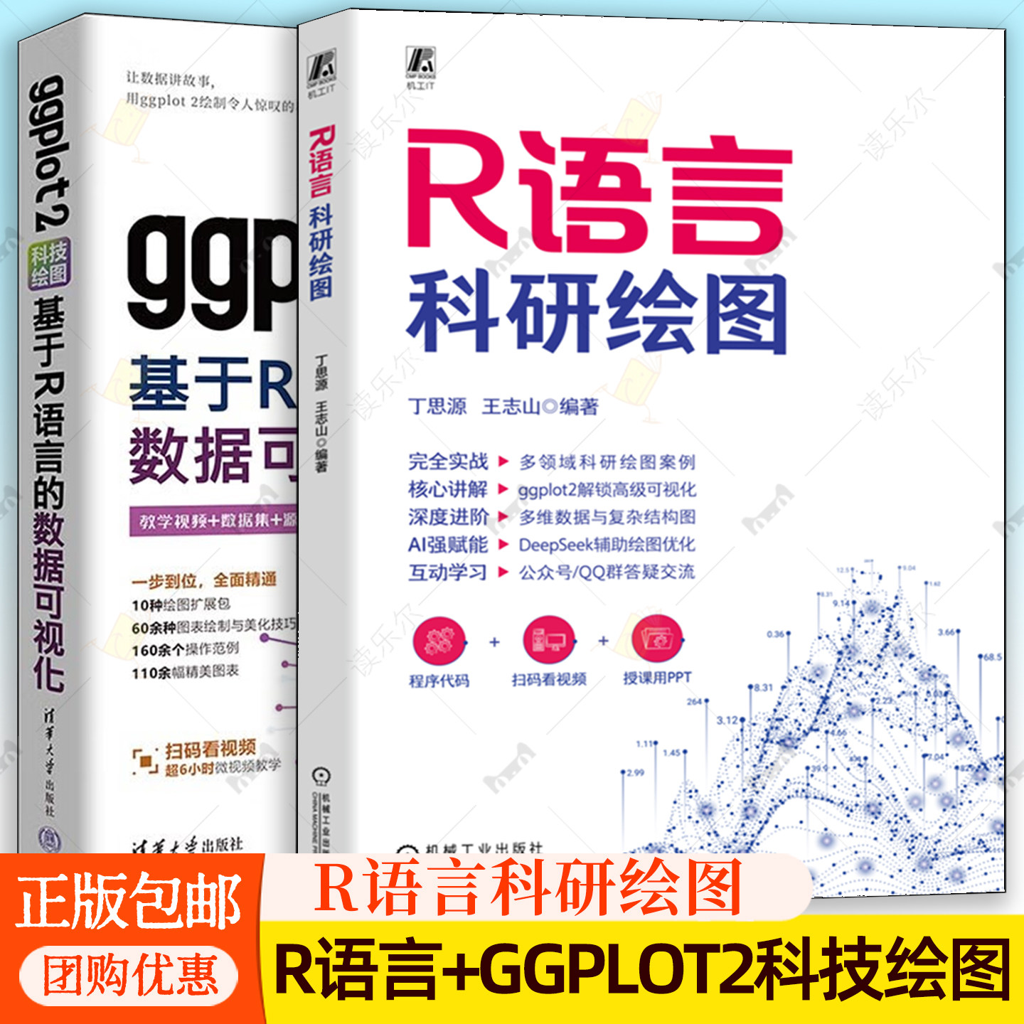 R语言科研绘图+ggplot2科技绘图 基于R语言的数据可视化 R语言数据可视化:科技图表绘制 统计图表学术图表科技绘图技巧数据书籍图片