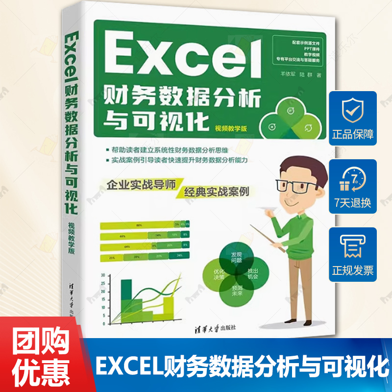 正版包邮 Excel财务数据分析与可视化 视频教学版 羊依军 电子表格处理软件应用财务管理书籍9787302661054