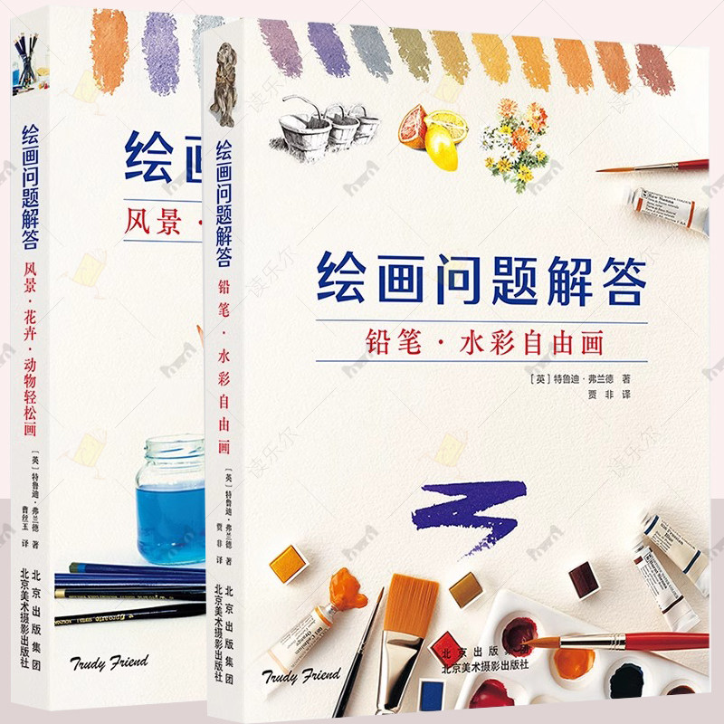 2册】绘画问题解答 铅笔水彩自由画+风景花卉动物轻松画 特鲁迪弗兰德 工具和基本技法 创作中的典型错误 作画技巧 美术教材书籍