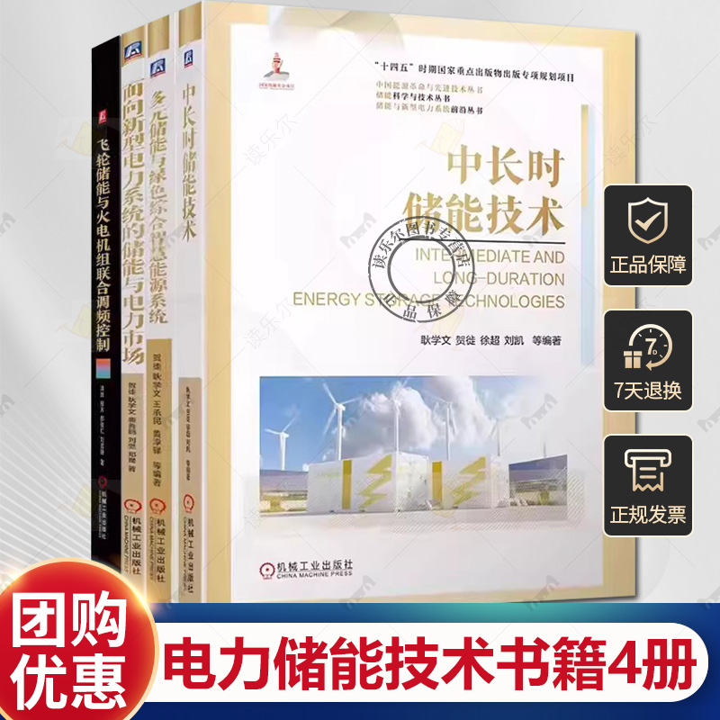 4册任选 多元储能与绿色综合智慧能源系统+中长时储能技术+面向新型电力系统的储能与电力市场+飞轮储能与火电机组联合调频控制 书