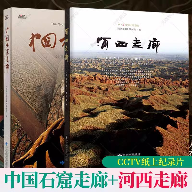 全2册 河西走廊书+中国石窟走廊 CCTV纸上纪录片视频陆上丝绸之路彩图历史讲解旅游攻略指南文化敦煌壁画故事莫高窟华夏文明书籍