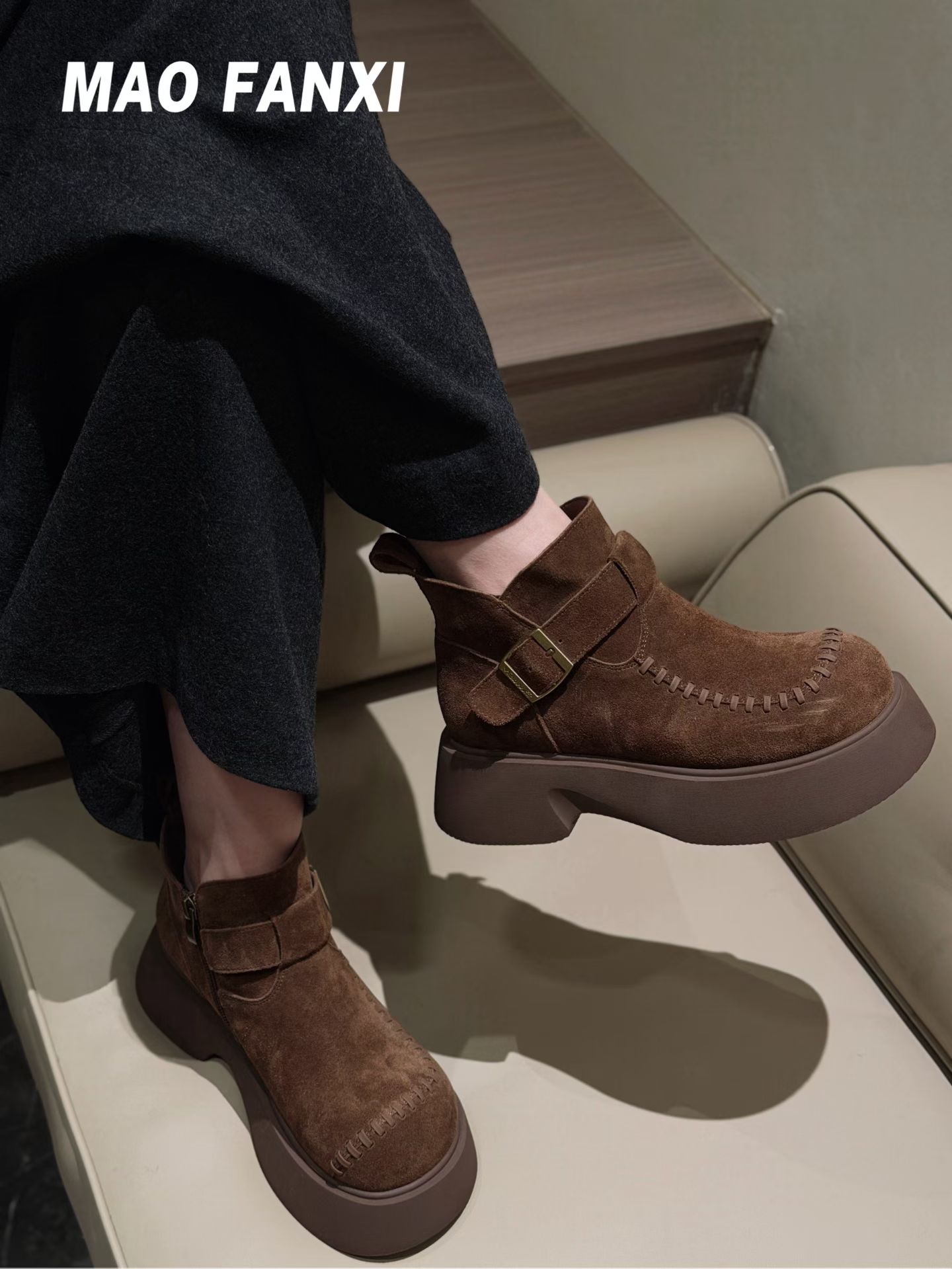 MFX 31-02欧货牛皮女鞋2025冬真皮圆头厚底韩系勃肯鞋