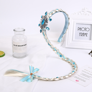 冰雪奇缘发饰辫子假发头扣节日装扮派对爱莎公主头饰可爱儿童发箍