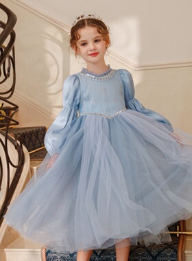 女童艾莎公主裙2026春秋连衣裙冰雪奇缘小女孩生日高端礼服裙披风