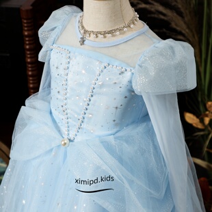 2026新款公主裙女童艾莎春夏蓝色连衣裙elsa儿童生日礼服日常可穿