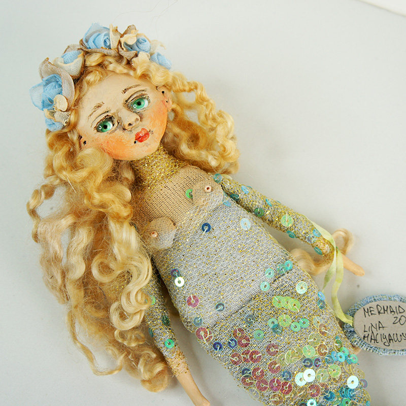 立陶宛艺术家手作美人鱼娃娃人偶摆件