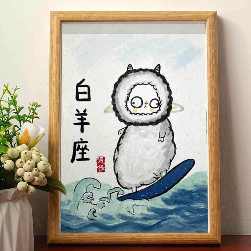 白羊座搞笑挂画十二星座创意生日礼物相框摆台桌面摆件装饰画ins