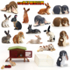 玩野兔模型具垂耳兔礼物玩偶动物塑料摆件小猫 仿真兔子礼盒套装