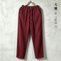Dajue Original linen pants for men, Chinese-style loose zipper straight-leg pants, retro and versatile casual pants for men thumbnail 3