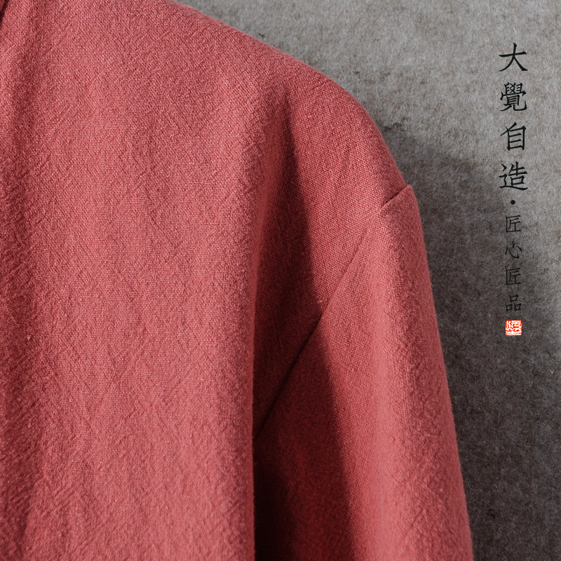 ORIGINAL SPRING AND AUTUMN LINEN TANG SUIT CHINESE STYLE MENS COTTON AND LINEN JACKET CHINESE STYLE BUCKLE LARGE SIZE HANFU ZEN TEA TOP