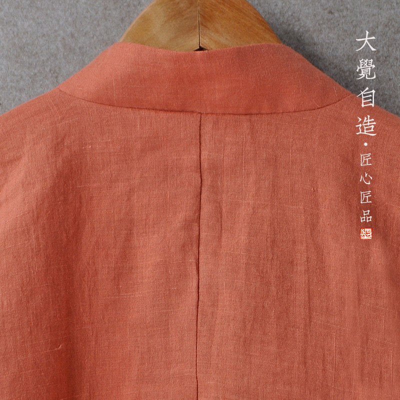 ORIGINAL LINEN TANG COSTUME SUMMER PLACKET TOP RETRO BUCKLE MENS CHINESE STYLE PURE LINEN LOOSE LARGE SIZE HANFU SHIRT