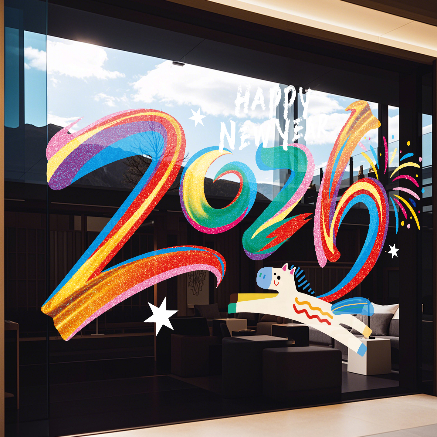 2026圣诞节装饰玻璃门贴纸