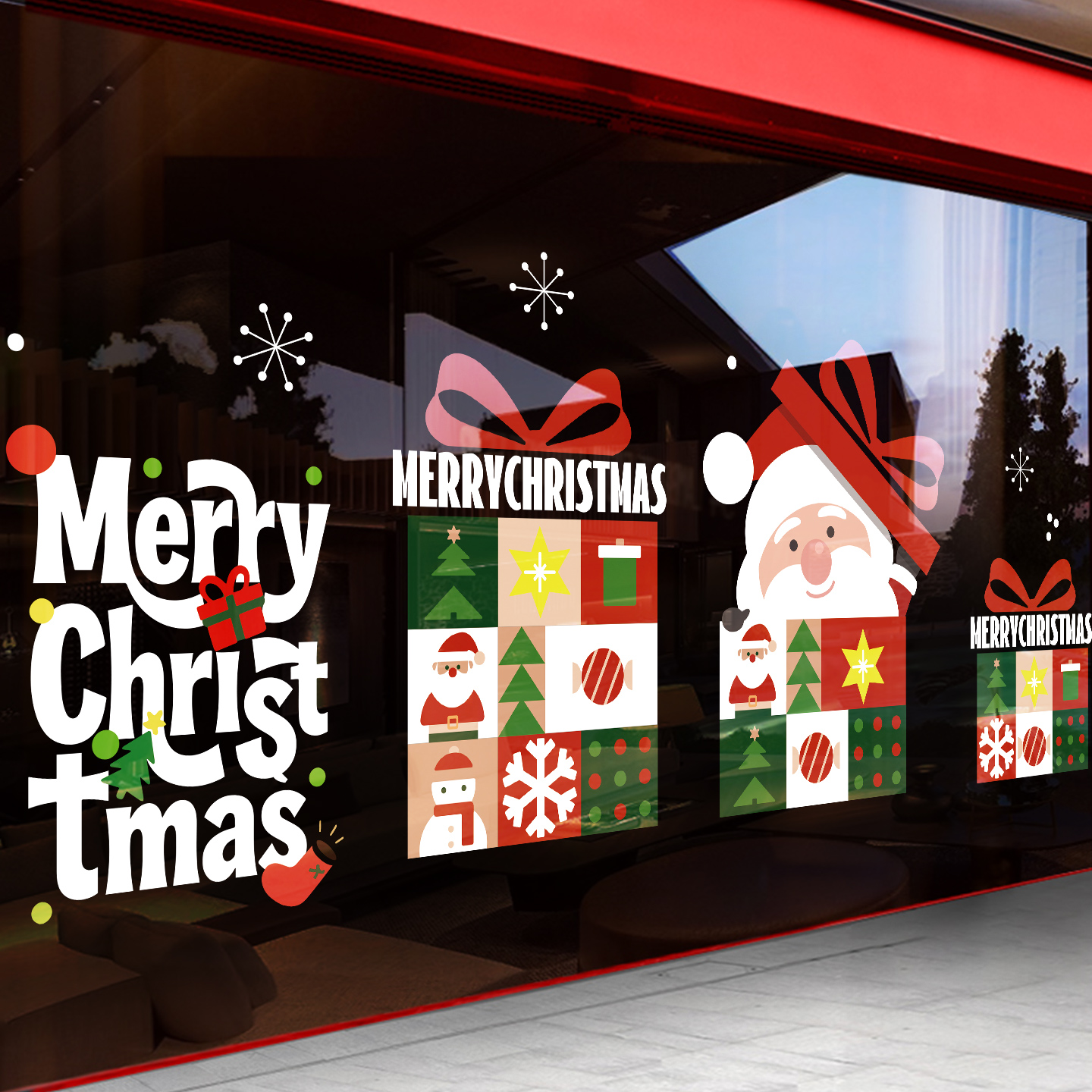 2026圣诞节装饰品静电玻璃门贴纸