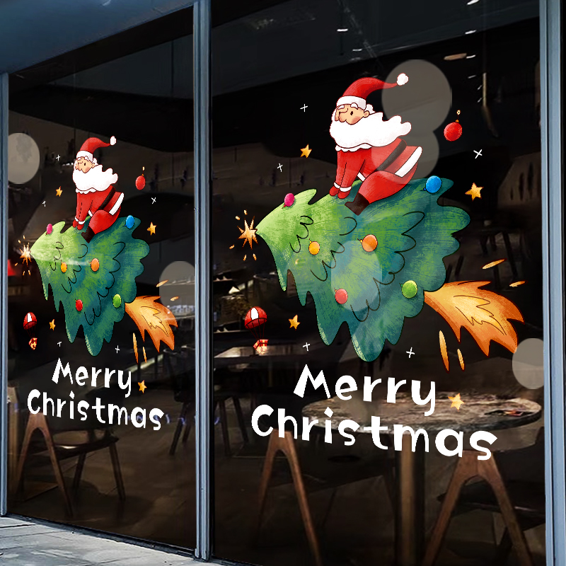 2026圣诞节装饰品静电玻璃门贴纸