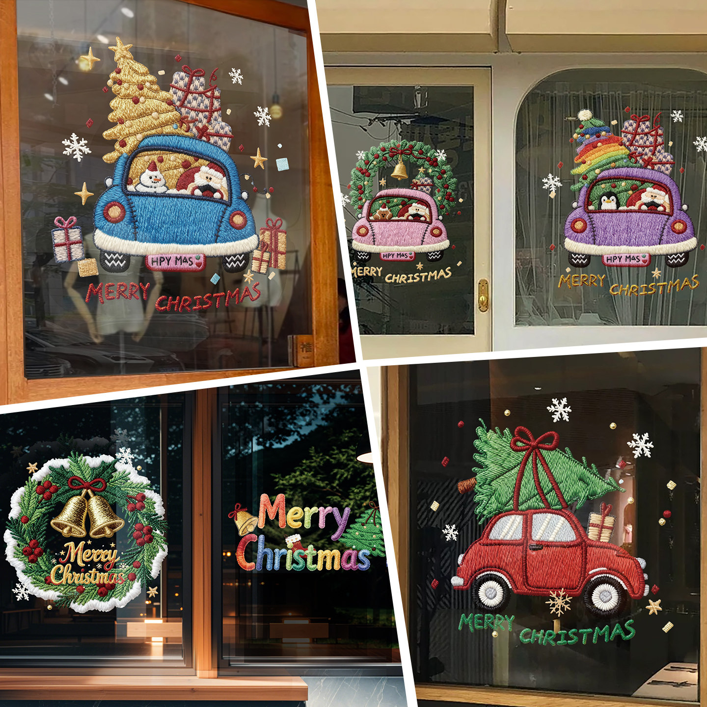 圣诞节装饰2026卡通汽车窗贴店铺橱窗静电贴场景布置玻璃门贴纸,家居饰品,软装墙贴,淘宝优惠券,粉丝福利购,淘宝优惠卷