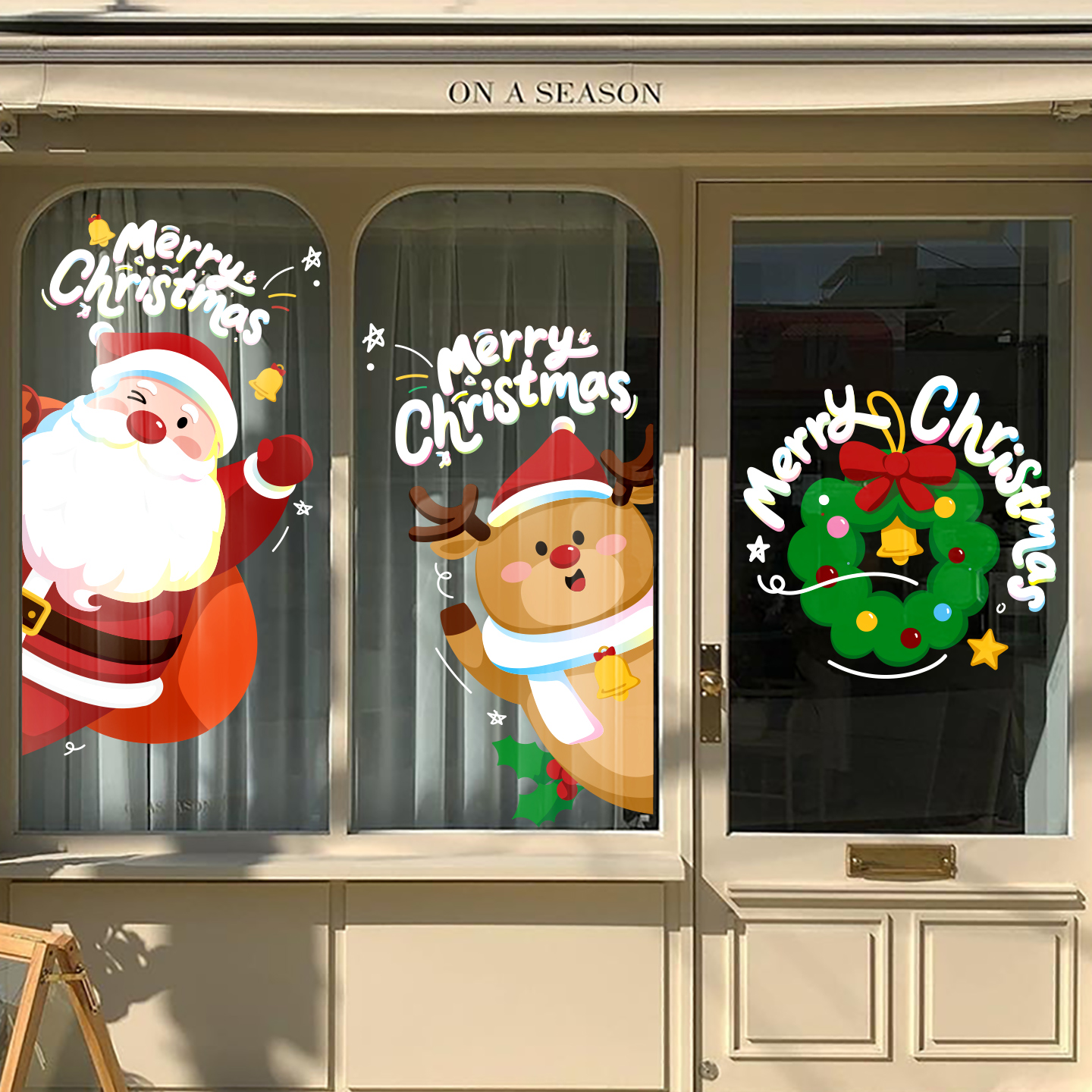 圣诞节装饰橱窗窗花圣诞树贴