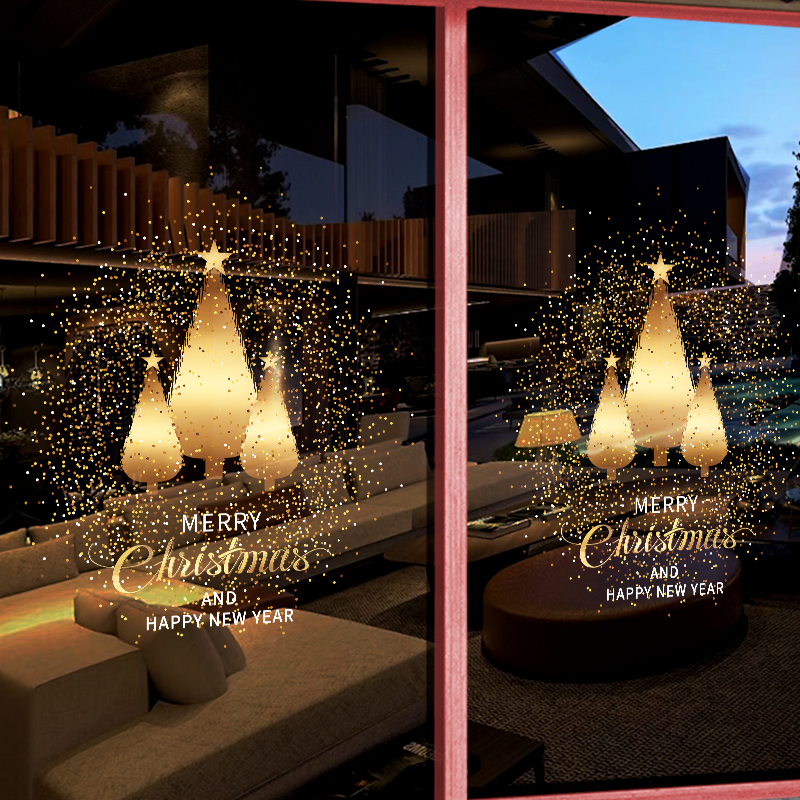 圣诞节橱窗店铺橱窗玻璃门贴纸