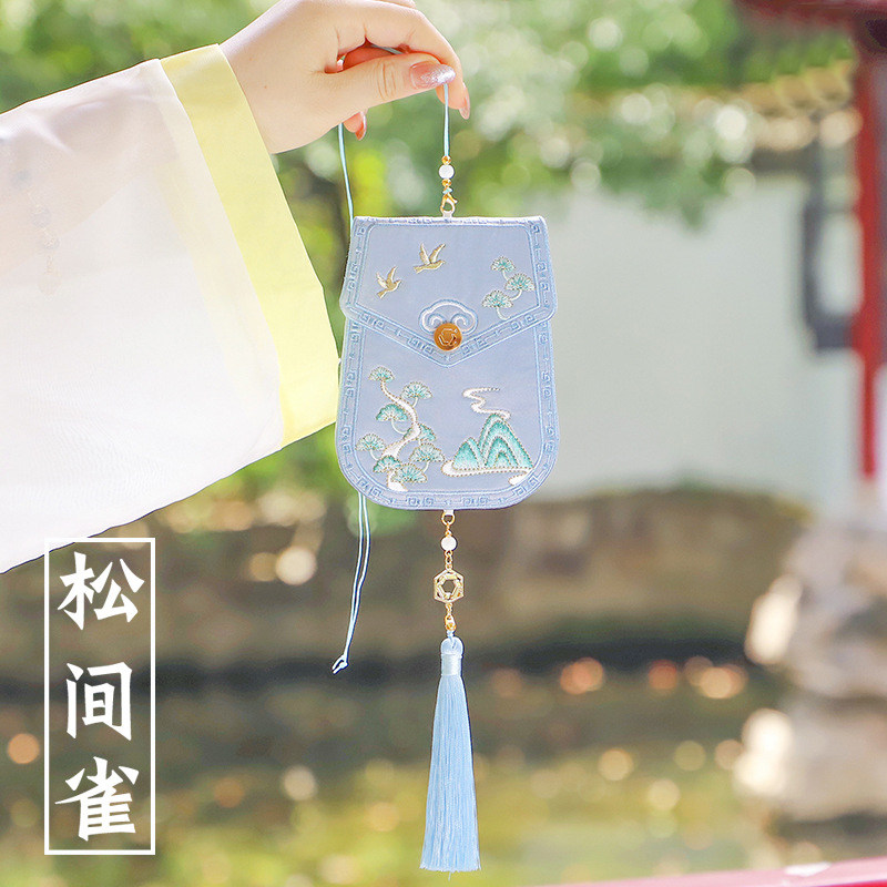 HANFU 액세서리 고대 스타일 펜던트 향 주머니 향 주머니 빈 가방 수 놓은 HANFU 지갑 중국식 휴대용 허리띠 중추절