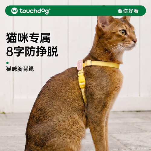 Touchdog它它猫咪牵引绳8字胸背防挣脱轻便外出专用小猫绳不勒脖