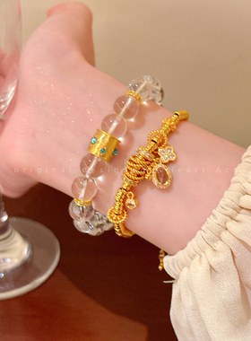 古法金龙心盘缠手链女新中式轻奢叠戴送闺蜜手串小众独特中式手饰